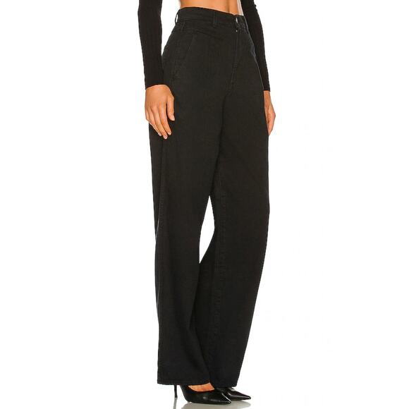 GRLFRND Morgan High Rise Pleated Wide Leg Trousers Jeans Low Black Soho 26 - Picture 15 of 15